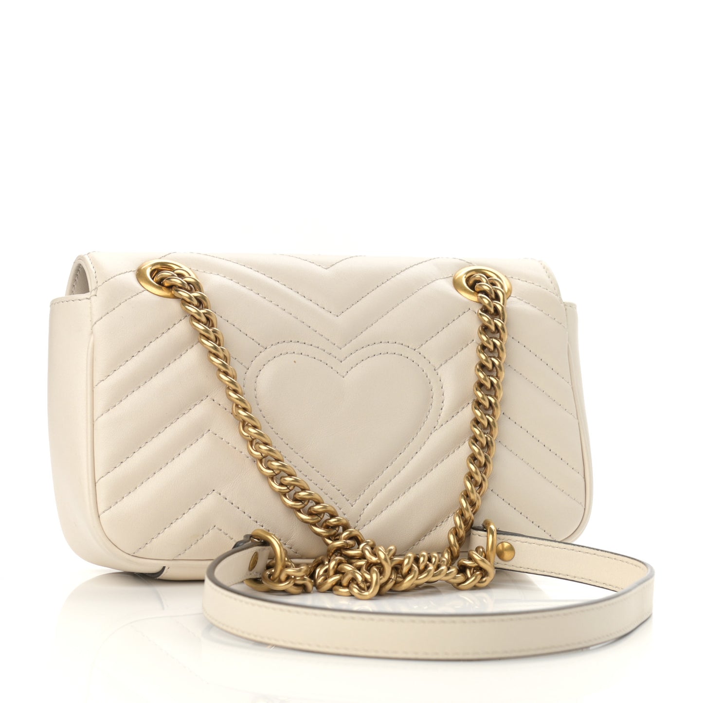 Calfskin Matelasse Mini GG Marmont Shoulder Bag White