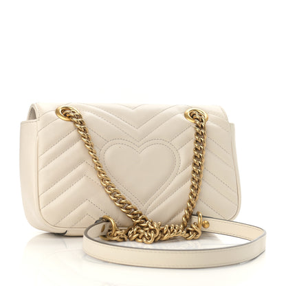 Gucci Calfskin Matelasse Mini GG Marmont Shoulder Bag White 3 of 11