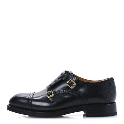 Gucci Calfskin Mens Double Monk Strap Loafers 8 Black 1 of 11