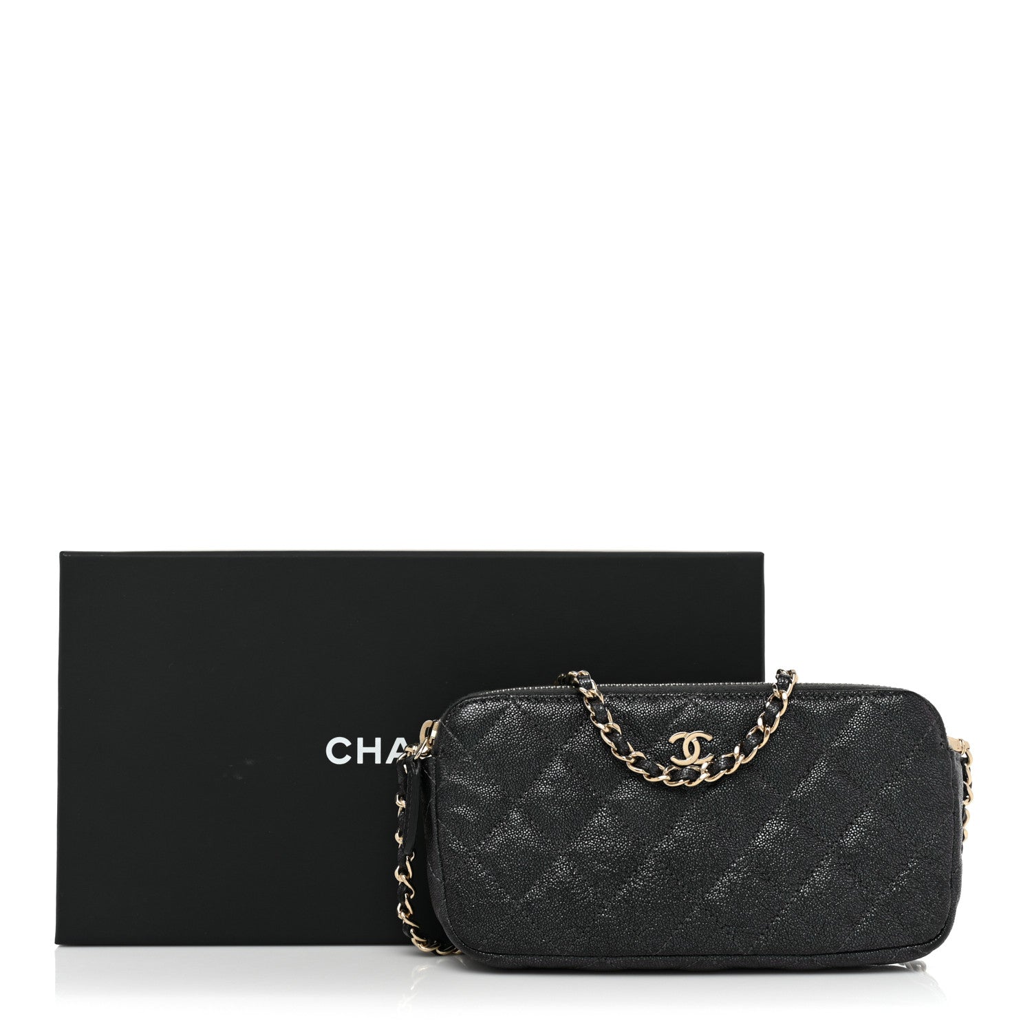 Chanel Iridescent Caviar Quilted Small Clutch With Chain Black 12 of 12