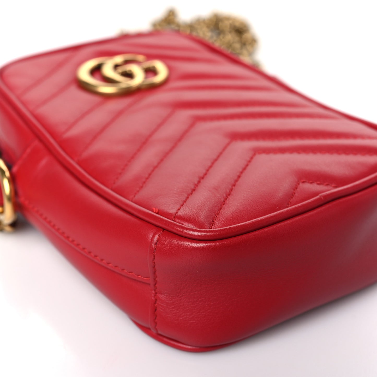Calfskin Matelasse Mini GG Marmont Crossbody Bag Hibiscus Red