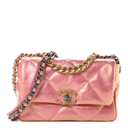 Chanel Iridescent Calfskin Quilted Medium 19 Flap Pink 1 of 10