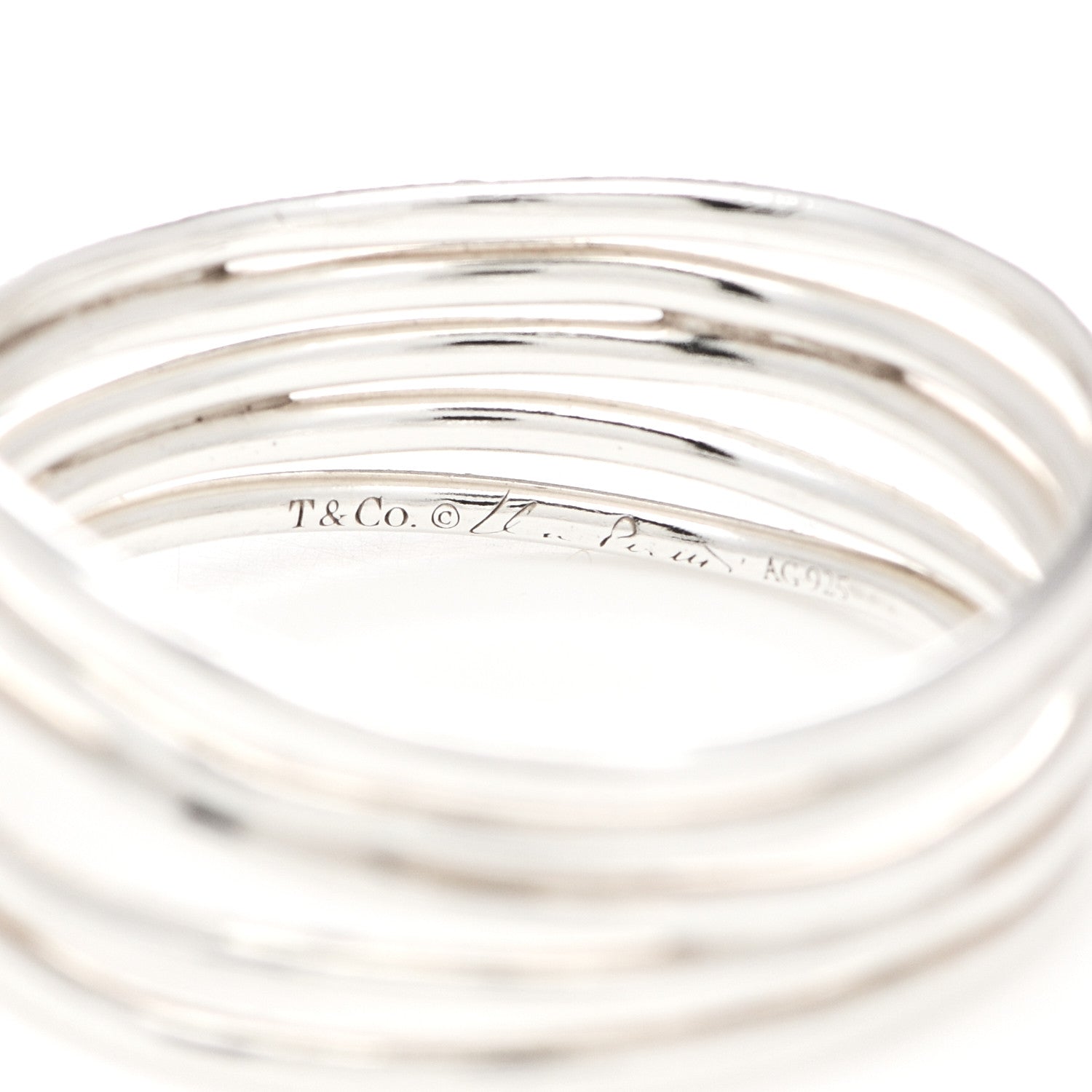 Tiffany Sterling Silver Elsa Peretti 5 Row Wave Ring 58 8.25 4 of 6