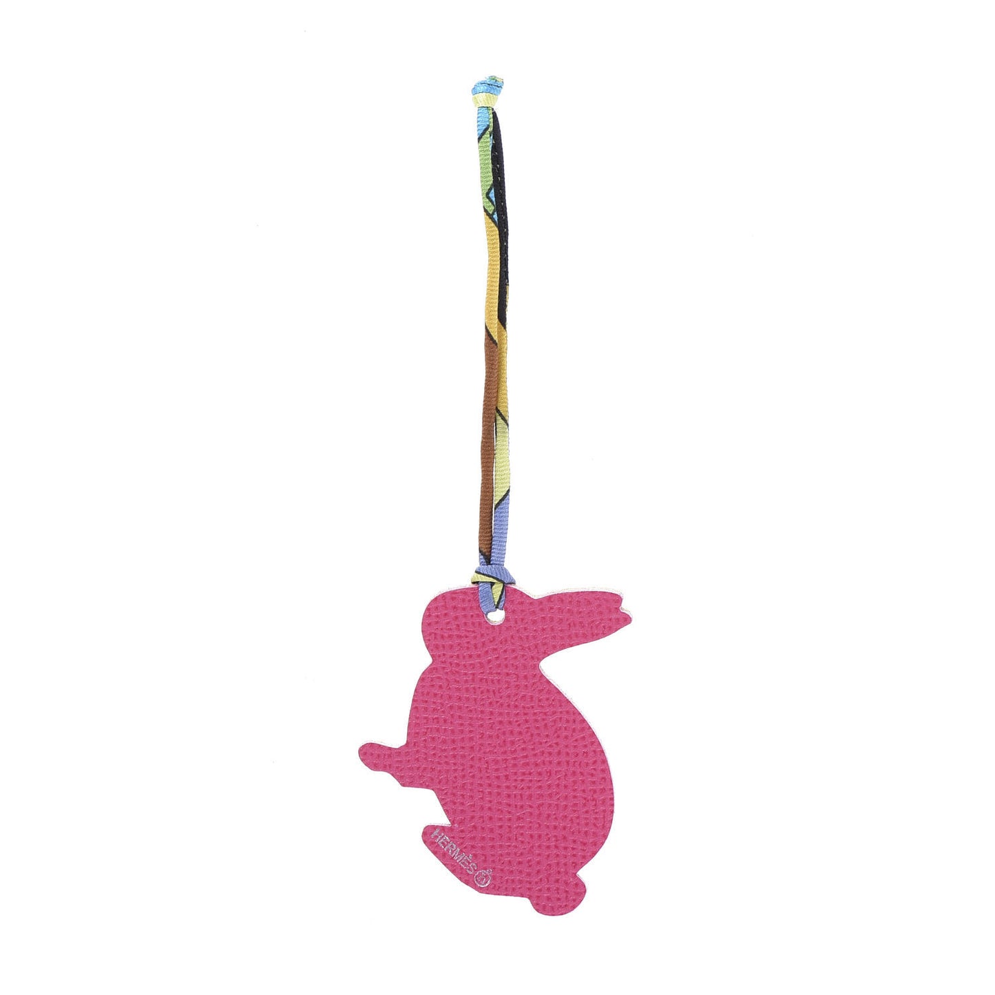 Epsom Petit H Bunny Bag Charm Lime Rose Shocking