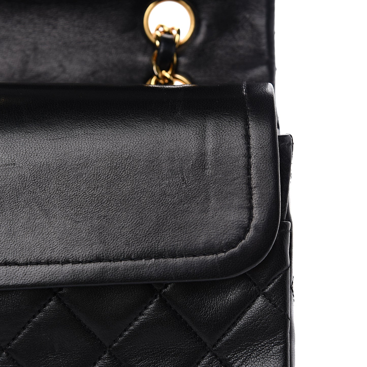Lambskin Quilted Medium Double Flap Black