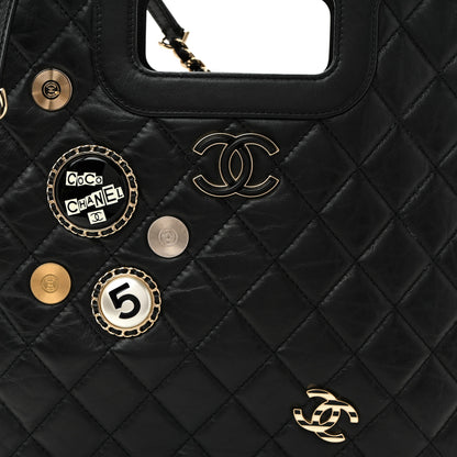Chanel Aged Calfskin Small Charms Shopping Bag Black 8 of 10