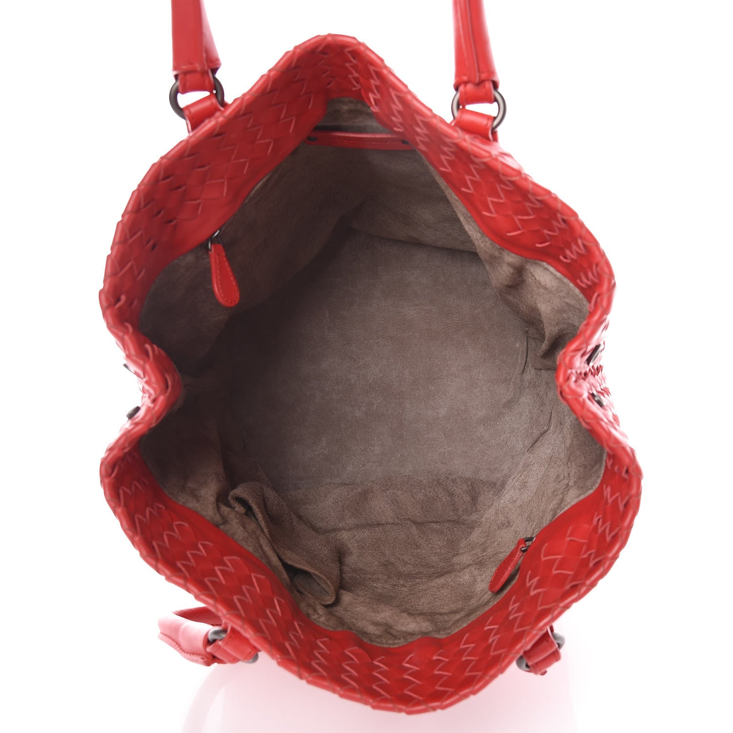 Bottega Veneta Nappa Intrecciato Double Handle Bucket Bag New Red 5 of 15