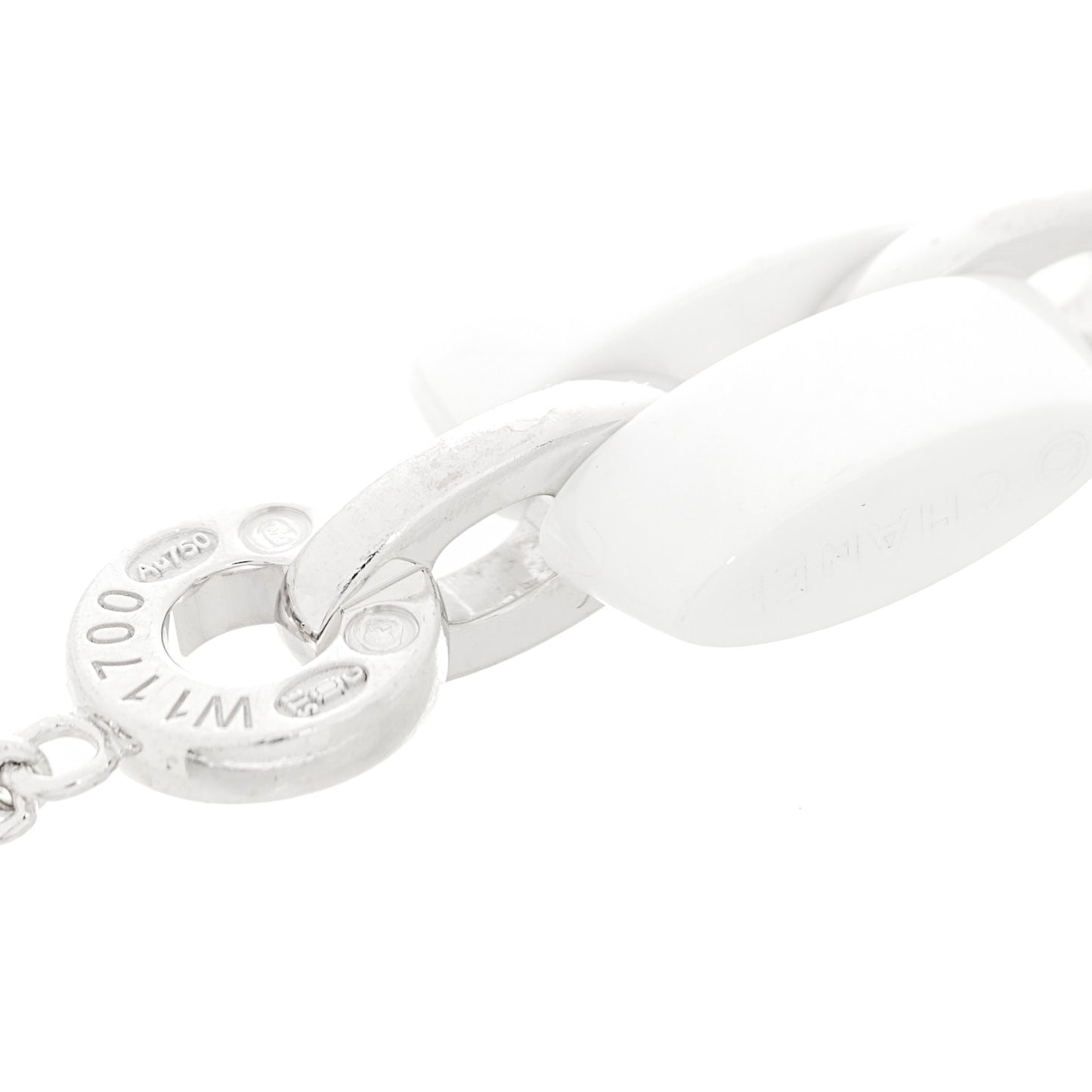 18K White Gold Diamond White Ceramic Ultra Station Chain Bracelet