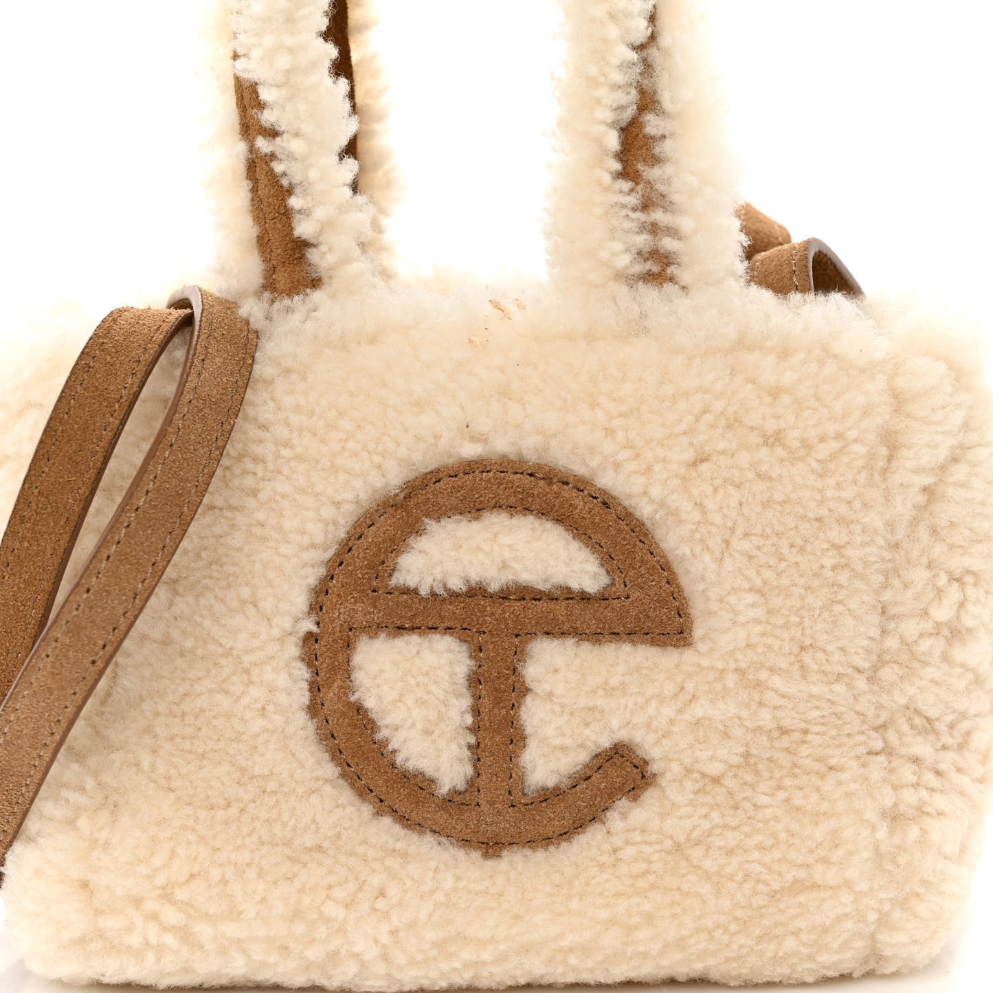 X UGG Suede Shearling Reverse Small Shopping Bag Natural
