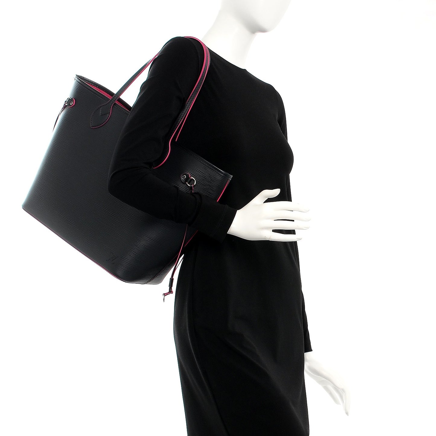 Epi Neverfull MM Black Hot Pink