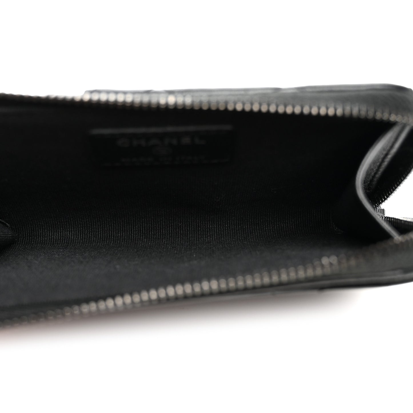 Lambskin Quilted Zip Card Holder So Black