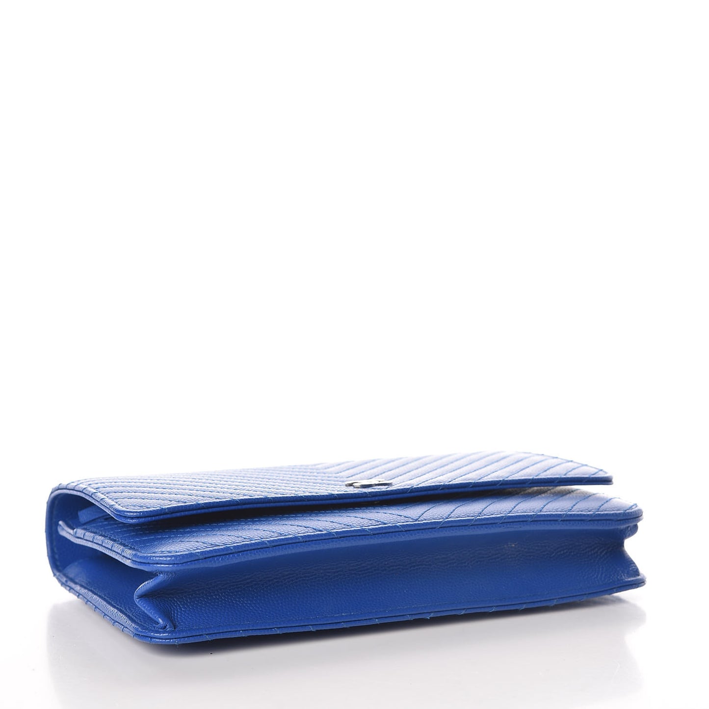 Caviar Chevron Quilted Wallet On Chain WOC Bright Blue