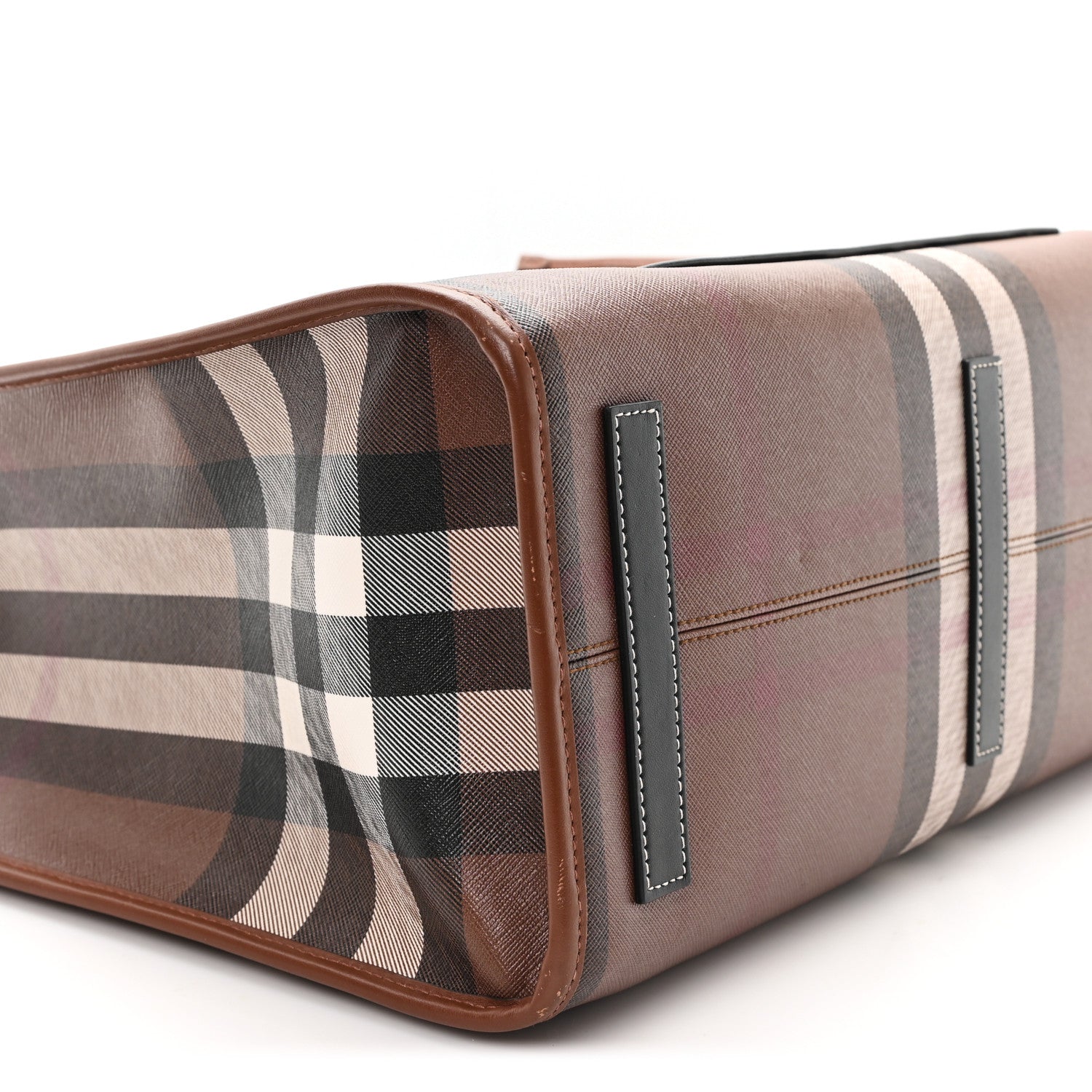 Burberry E-Canvas Check Calfskin Medium Freya Tote Dark Birch Brown 9 of 11