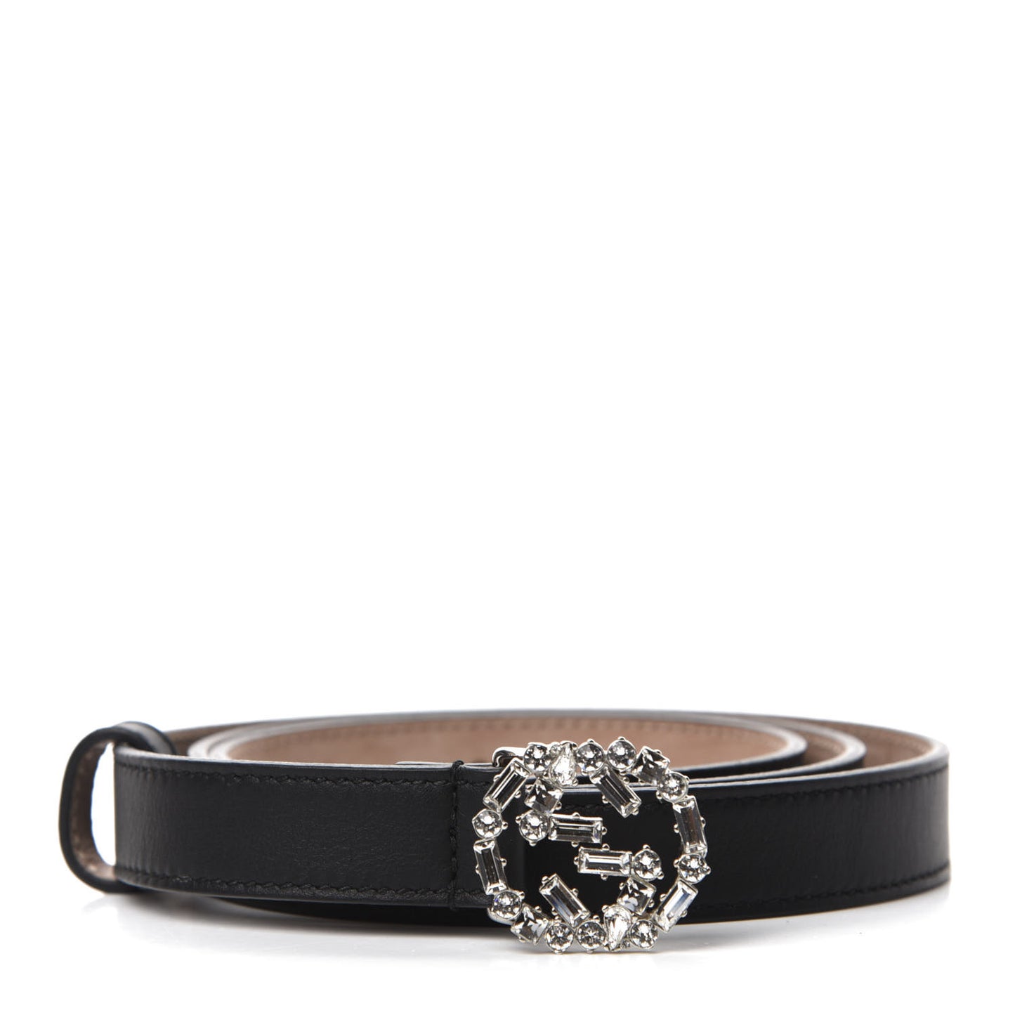 Calfskin Crystal Interlocking G Belt 90 36 Black