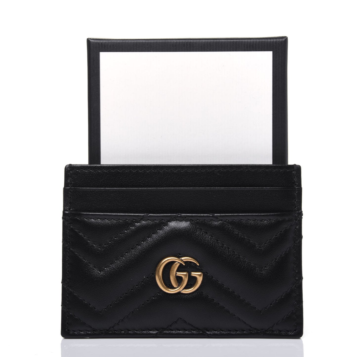 Calfskin Matelasse GG Marmont Card Holder Black