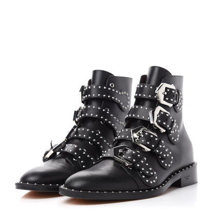 Givenchy Calfskin Studded Prue Buckle Bootie 37 Black 3 of 9