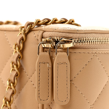 Chanel Lambskin Quilted Pearl Crush Mini Vanity Case With Chain Beige 11 of 11