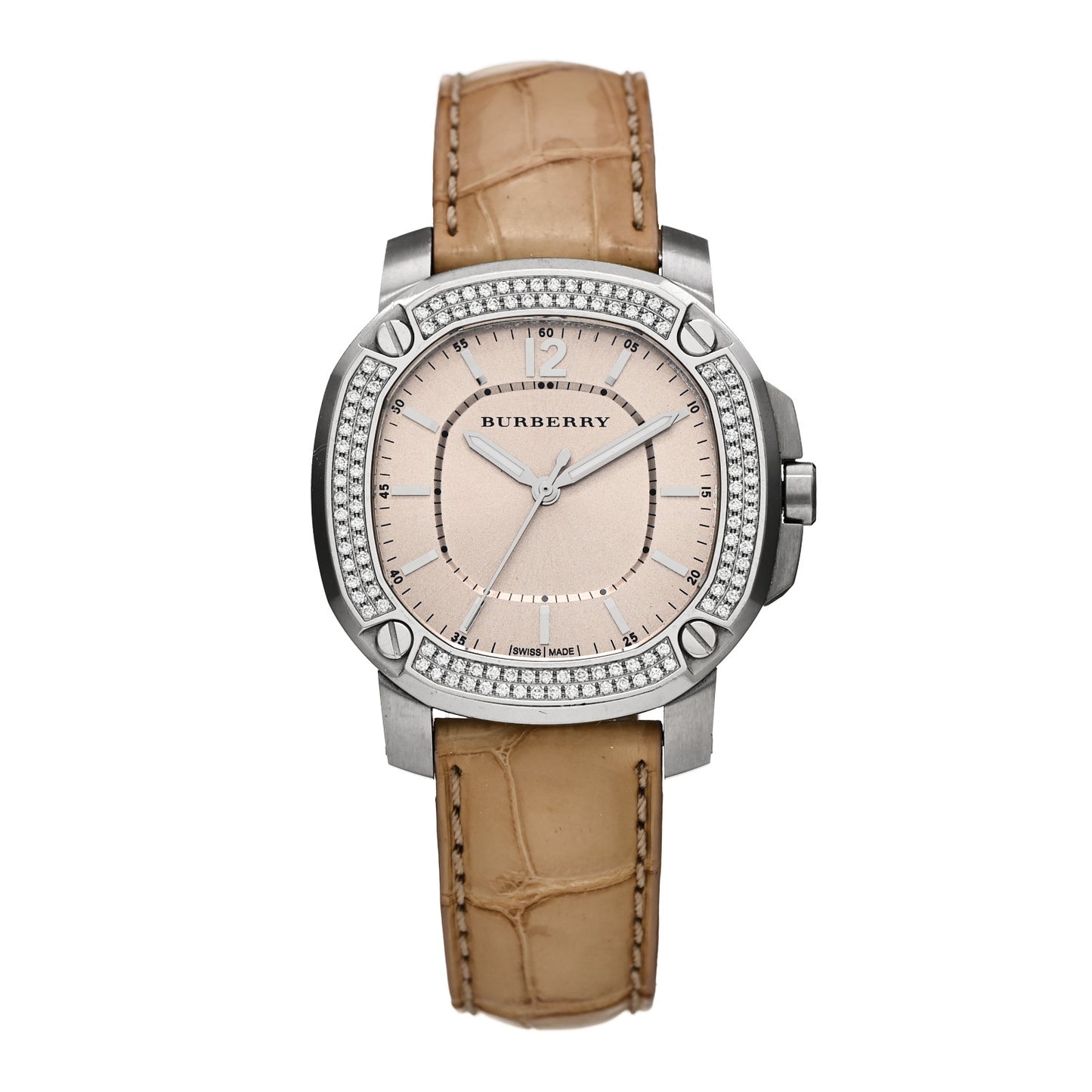 Stainless Steel Alligator Diamond Bezel 38mm The Britain Quartz Watch Champagne BBY1400