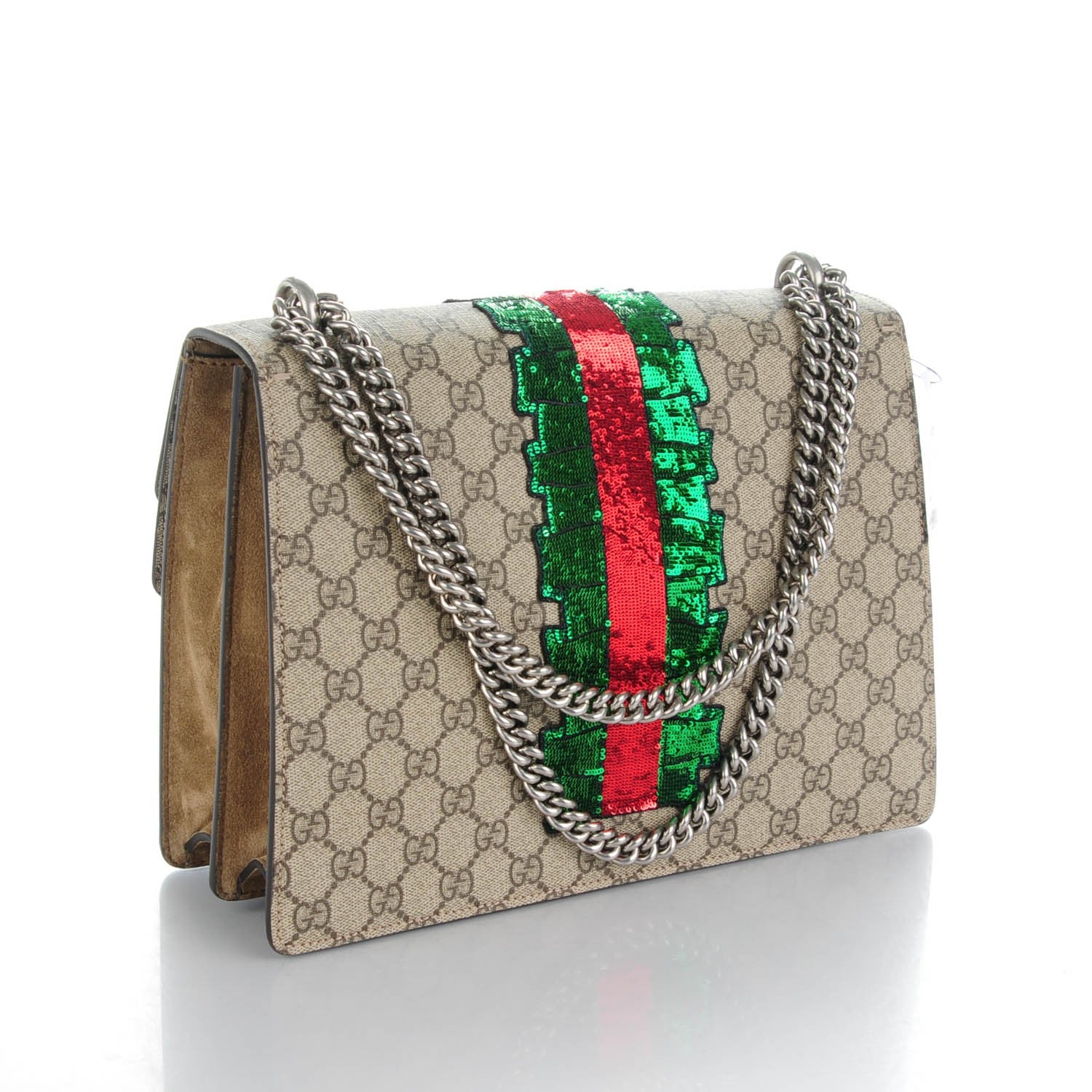 Gucci GG Supreme Monogram Lightning Embroidered Medium Dionysus Shoulder Bag Beige 3 of 10