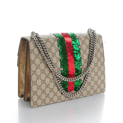 Gucci GG Supreme Monogram Lightning Embroidered Medium Dionysus Shoulder Bag Beige 3 of 10