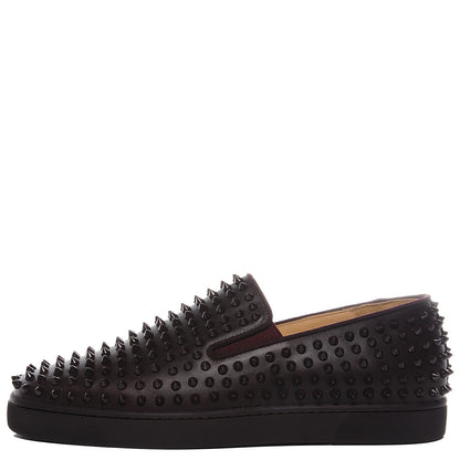 Christian Louboutin Mens Calfskin Spikes Roller Boat Flat 45 Cramoisi 1 of 7