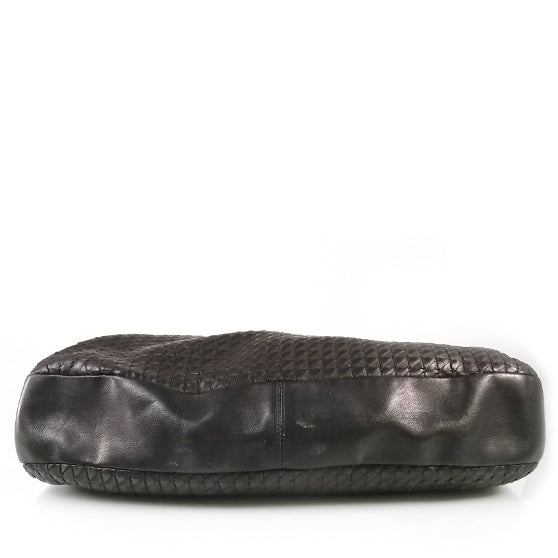 Nappa Intrecciato Shoulder Bag Ebano Nero