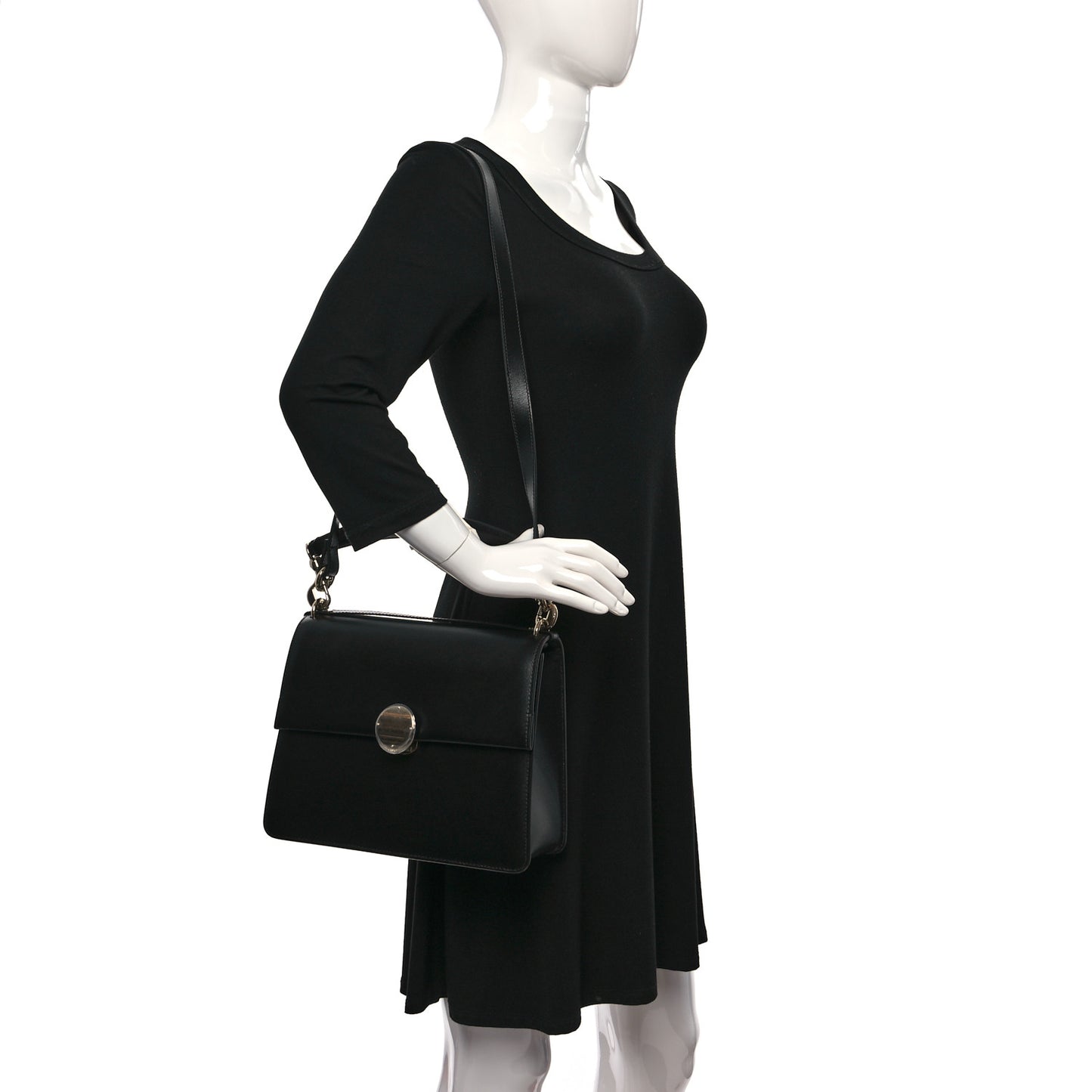 Box Calfskin Medium Penelope Top Handle Bag Black