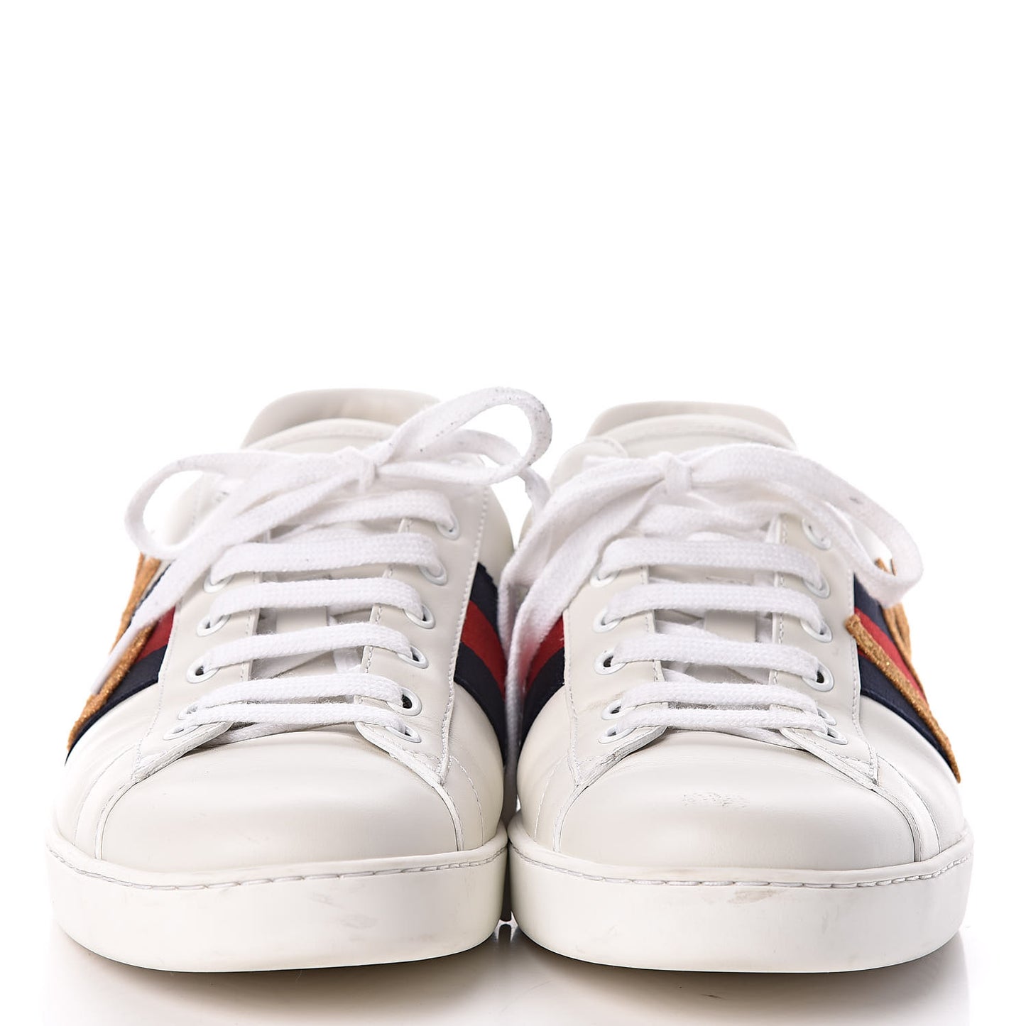 Calfskin Nappa Web LOVED Embroidered Mens Ace Sneakers 10 White Red Flame Notte