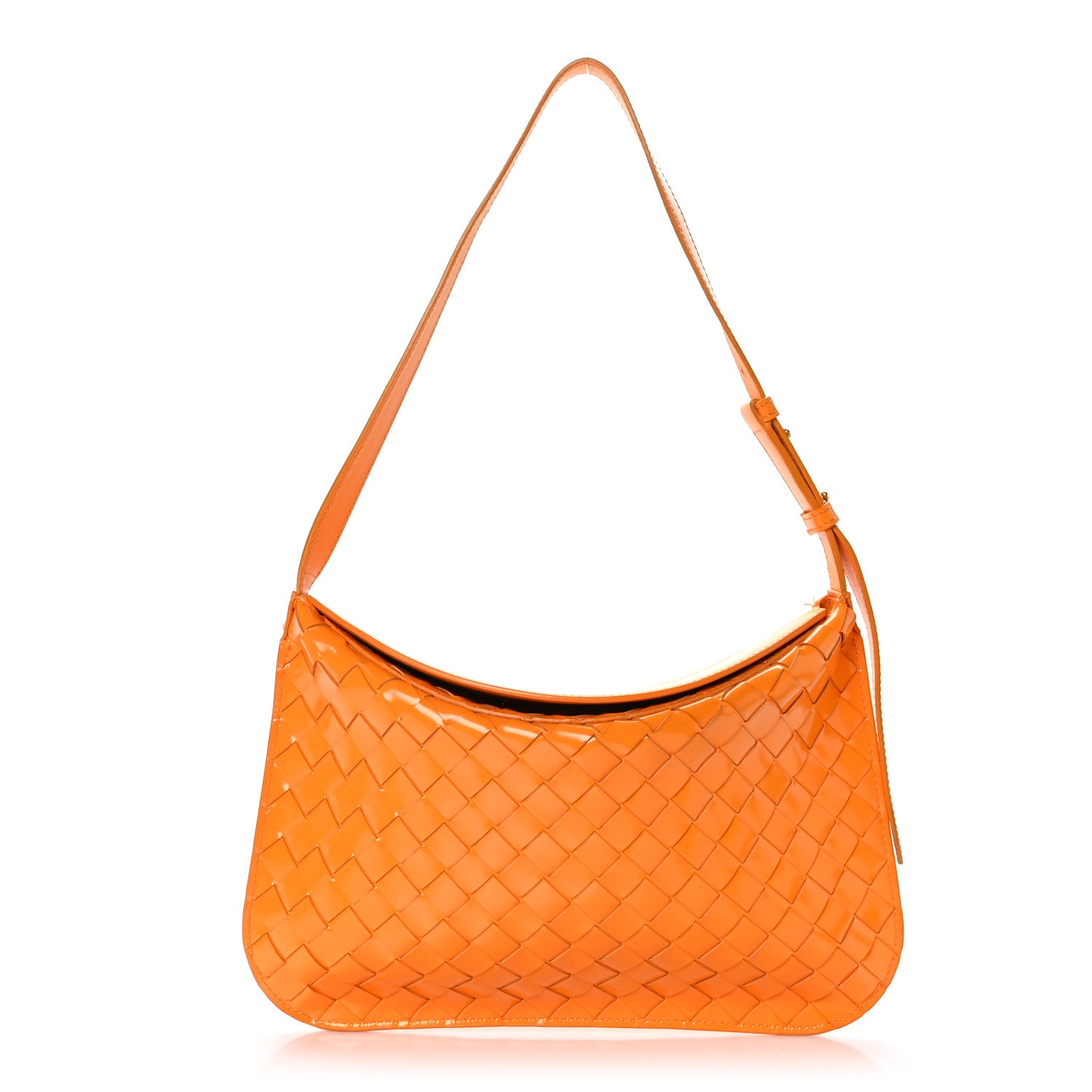 Bottega Veneta Brushed Calfskin Intrecciato Cradle Fold Over Shoulder Bag Tangerine 1 of 8