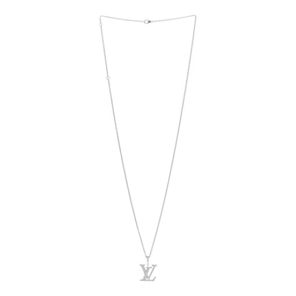 Louis Vuitton 18K White Gold Diamond LV Medium Pendant Necklace 3 of 7