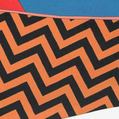 Hermes Silk Bouquets Selliers Maxi Twilly Rouge Bleu Black 6 of 7