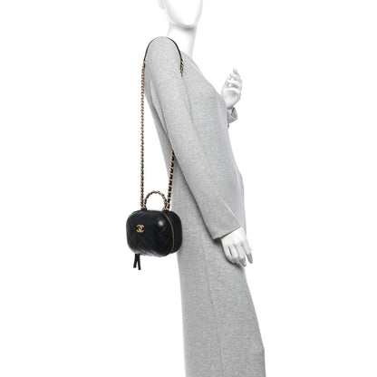 Chanel Lambskin Quilted CC Bubble Vanity Case With Chain Black 2 of 10
