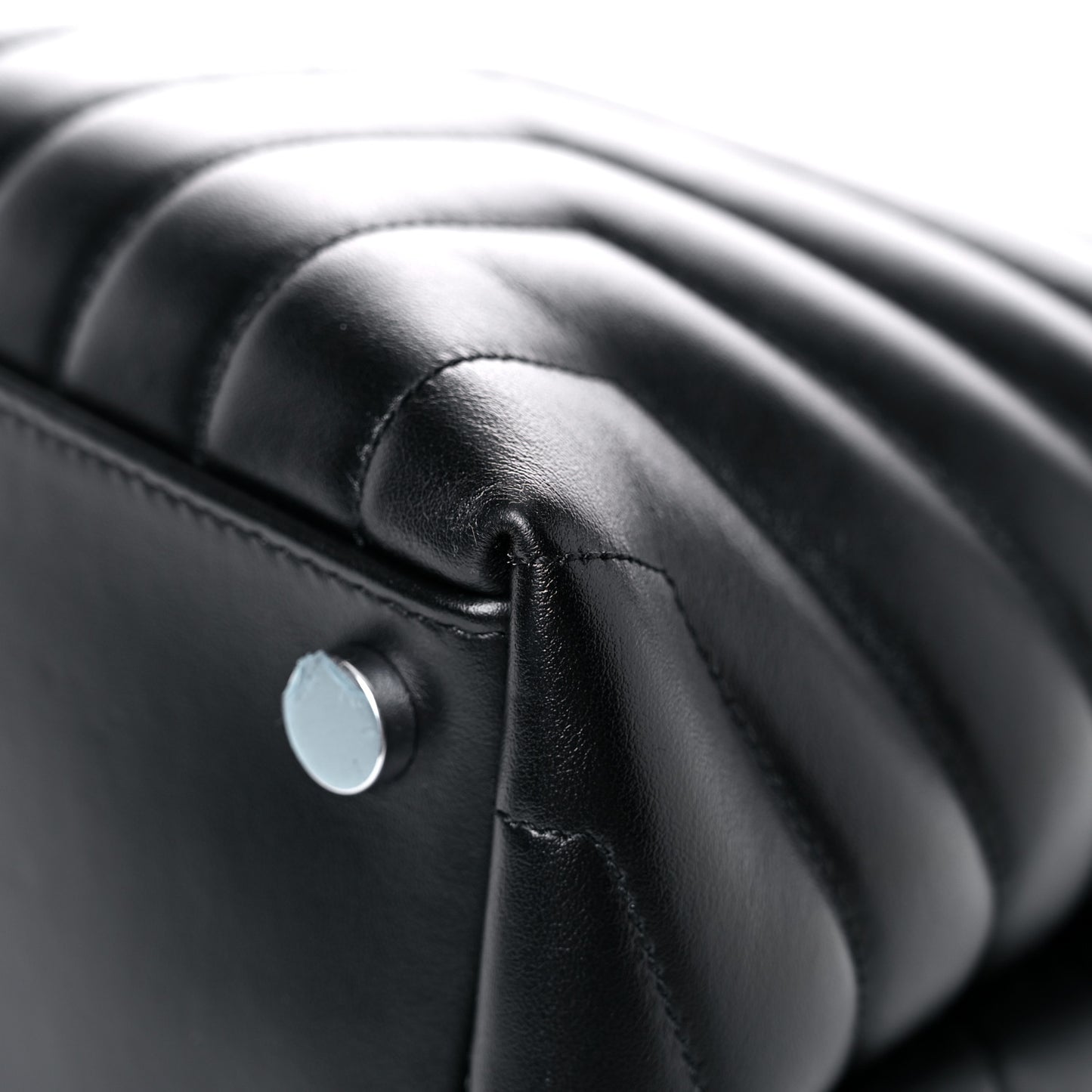 Calfskin Y Quilted Monogram Large Loulou Chain Satchel Black