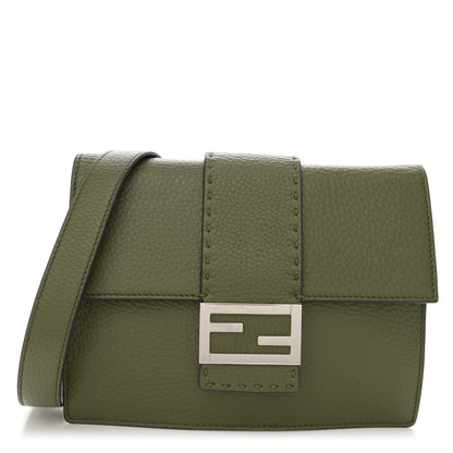 Fendi Cuoio Romano Selleria Medium Flat Baguette Oliva 1 of 12