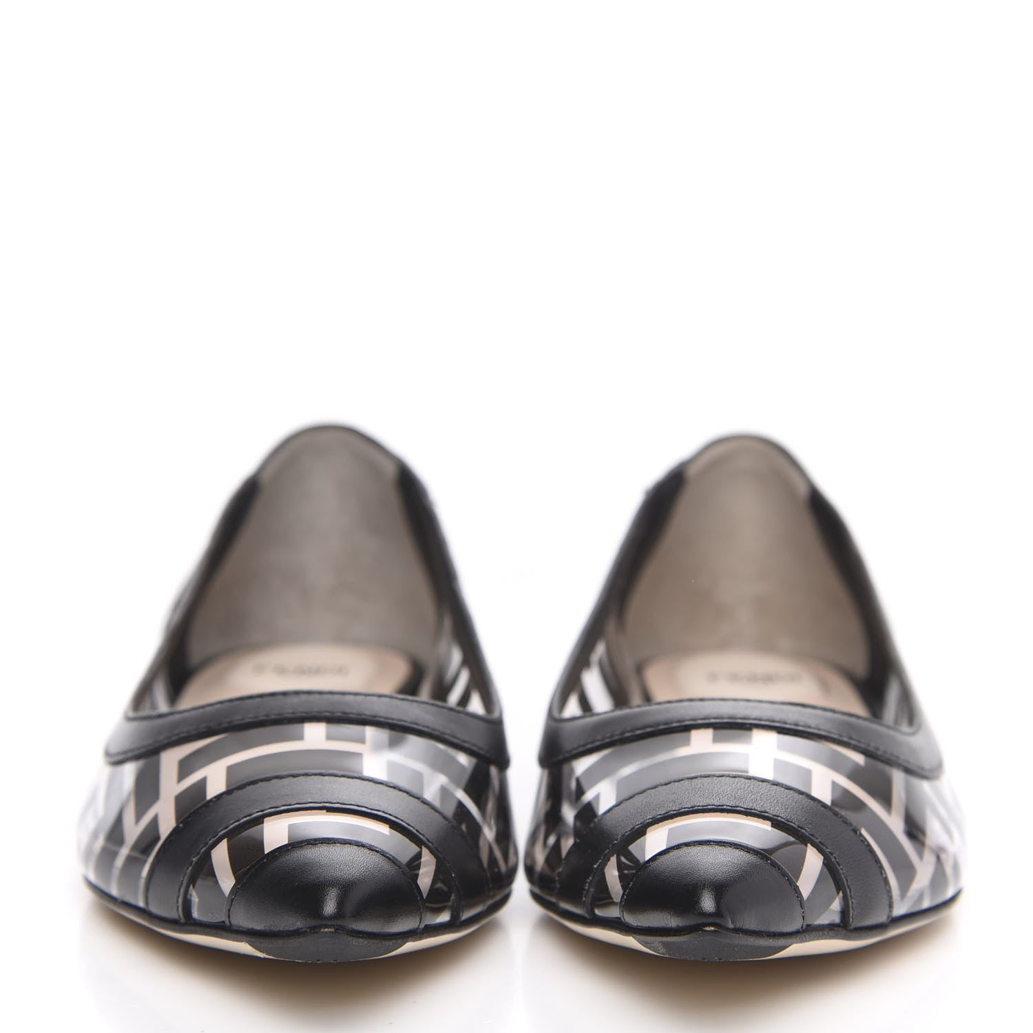 Fendi PVC Calfskin FF Colibri Ballerina Flats 38.5 Black 2 of 9