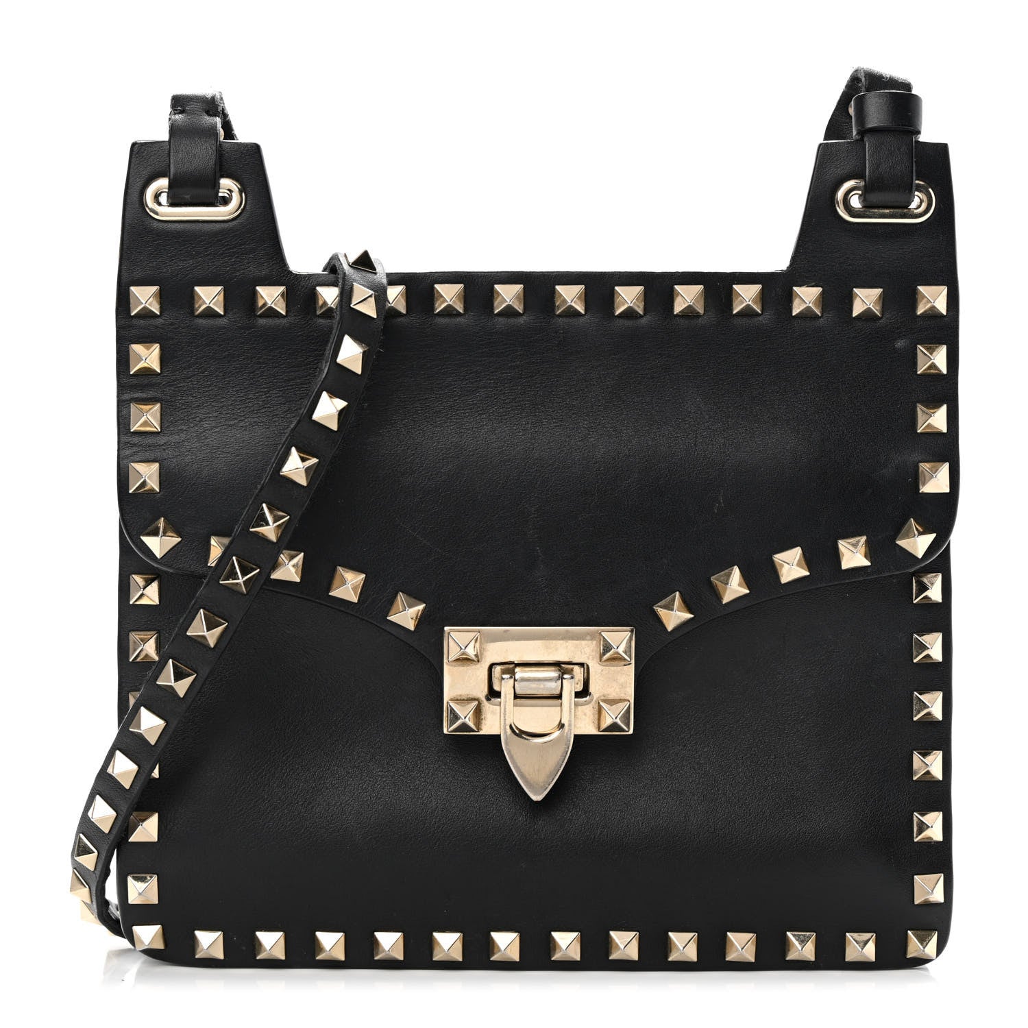 Valentino Garavani Calfskin Rockstud Crossbody Messenger Bag Black 1 of 21