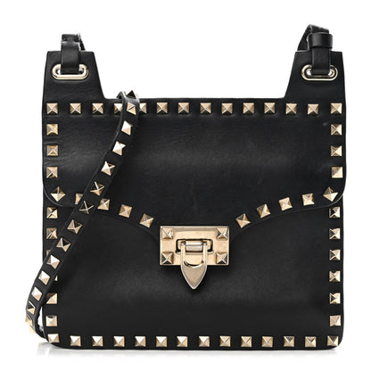 Valentino Garavani Calfskin Rockstud Crossbody Messenger Bag Black 1 of 21