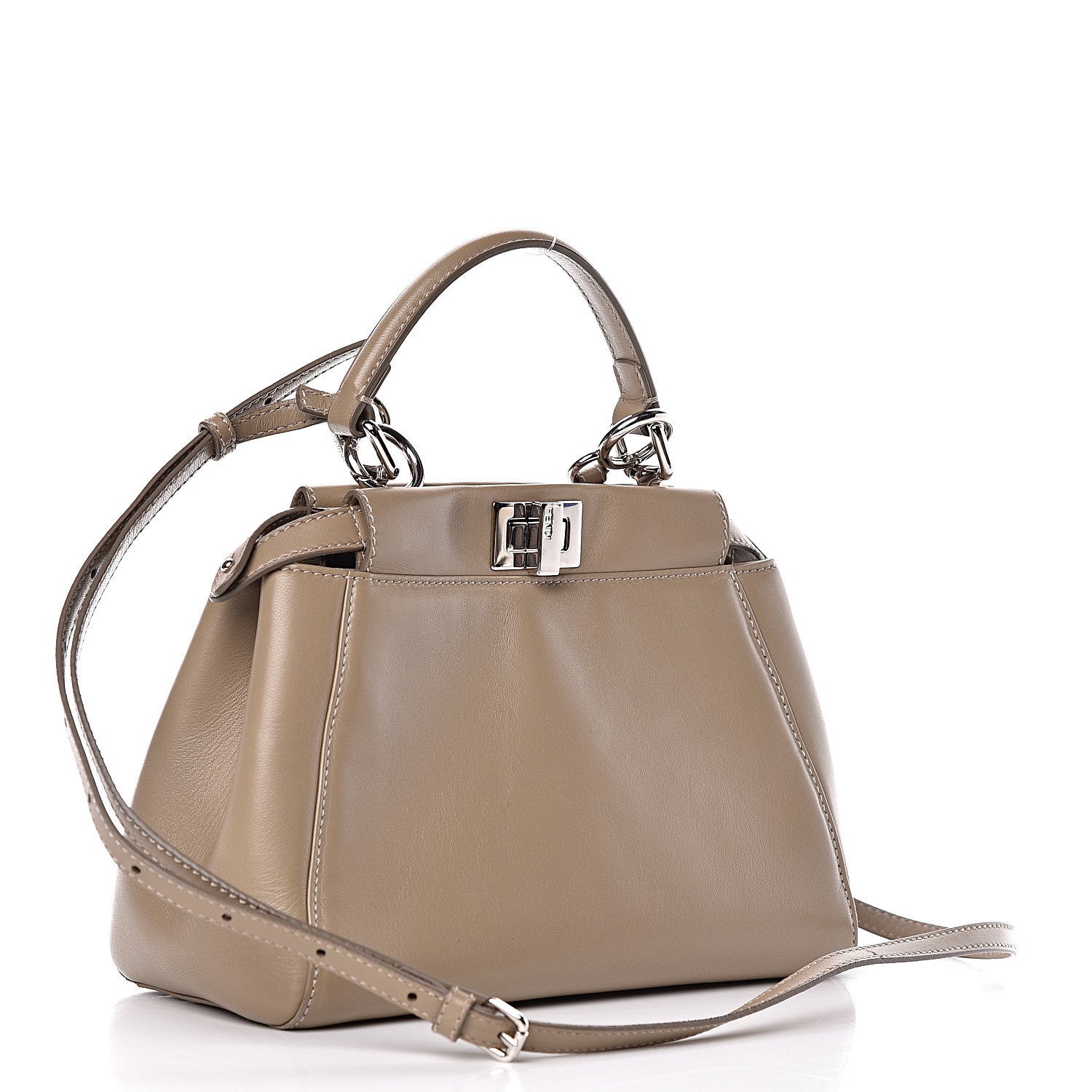 Fendi Nappa Mini Peekaboo Iconic Satchel Tortora 3 of 11