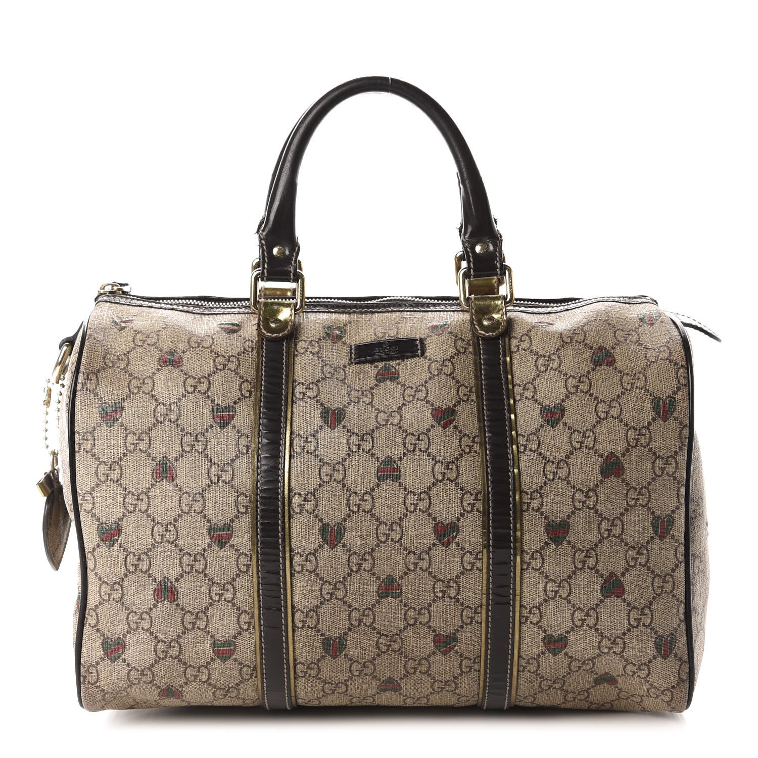 Gucci GG Plus Monogram Hearts Medium Joy Boston Dark Brown 1 of 19