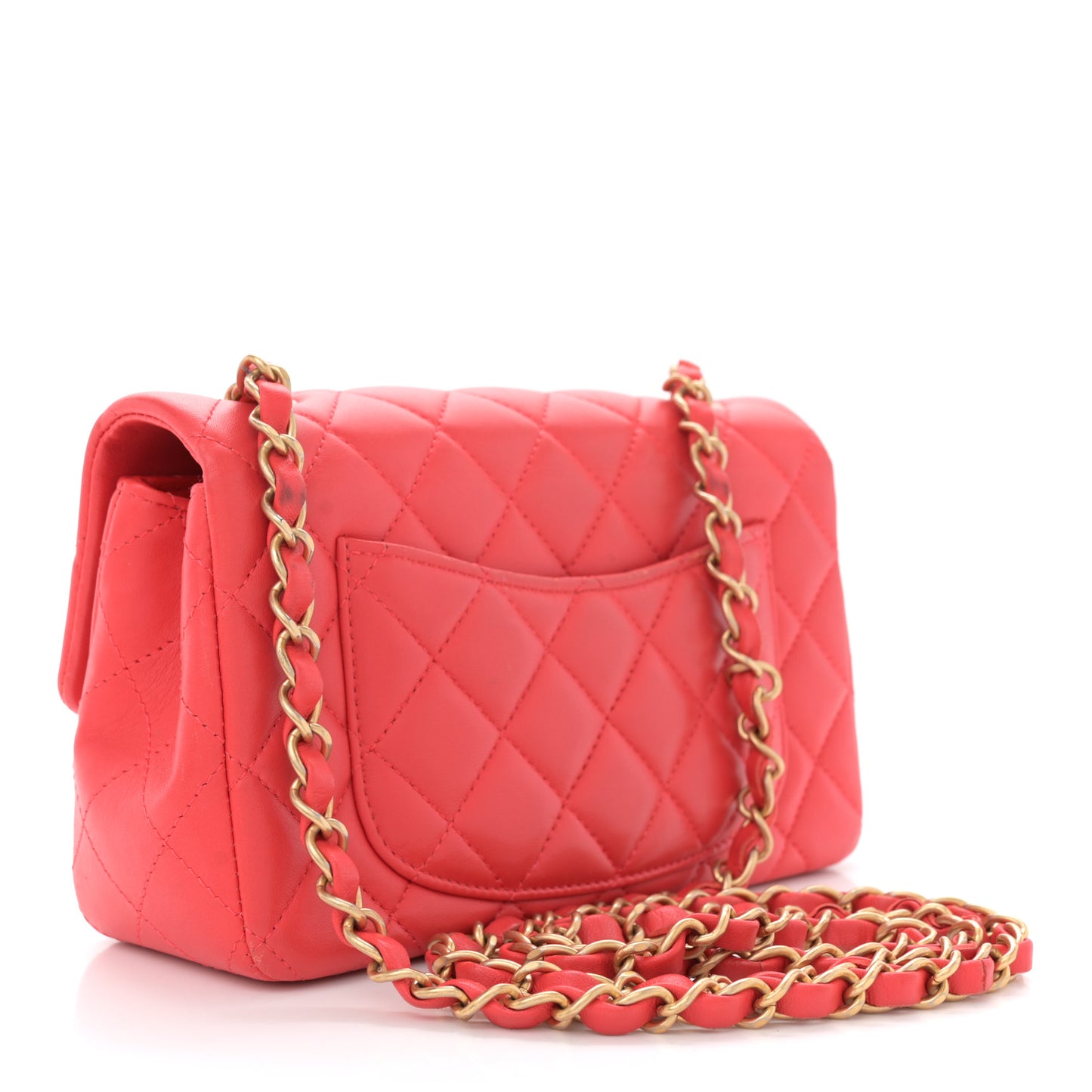 Lambskin Quilted Mini Rectangular Flap Red