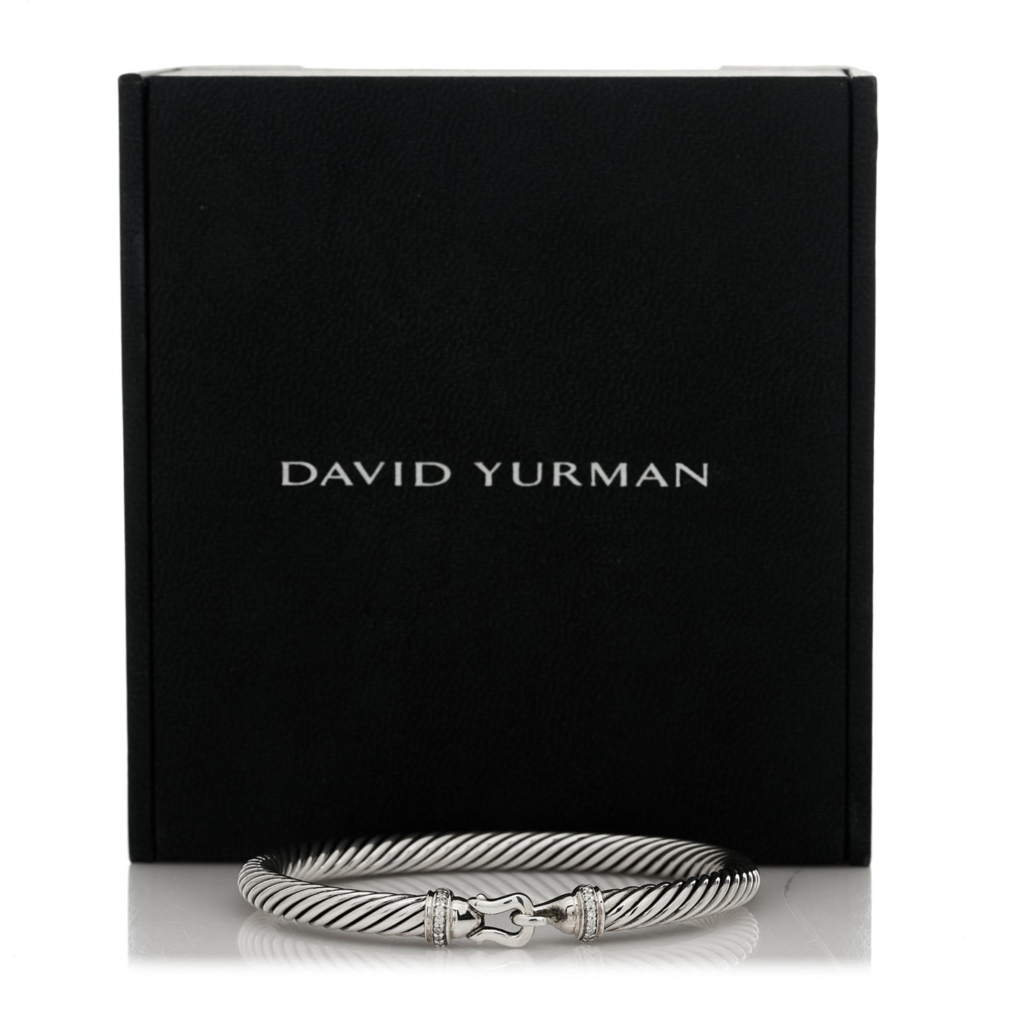 Sterling Silver Diamond 5mm Cable Buckle Bracelet