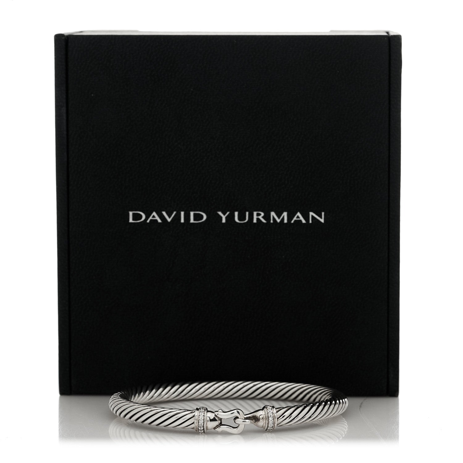 David Yurman Sterling Silver Diamond 5mm Cable Buckle Bracelet 4 of 4