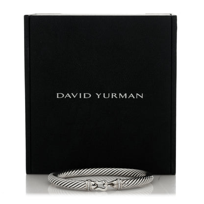 David Yurman Sterling Silver Diamond 5mm Cable Buckle Bracelet 4 of 4