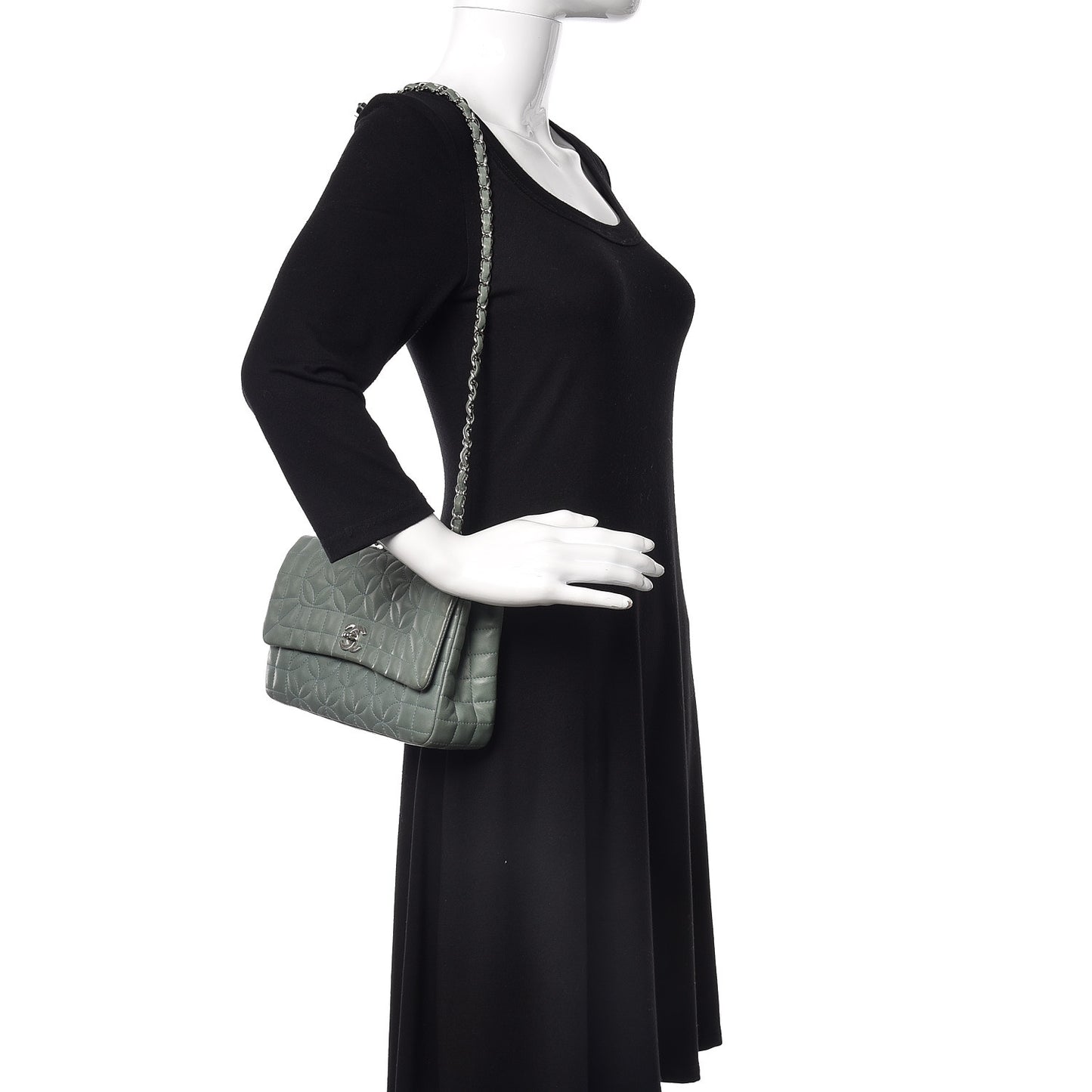Lambskin Quilted Lady Graphic Flap Green