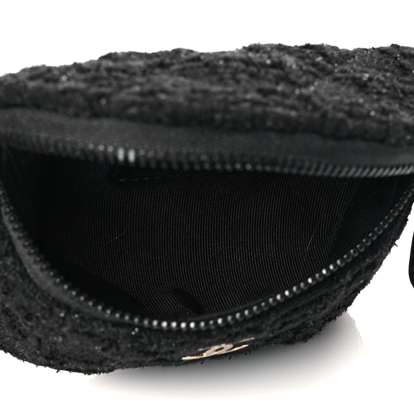 Tweed Lambskin Quilted Arm Coin Purse Black