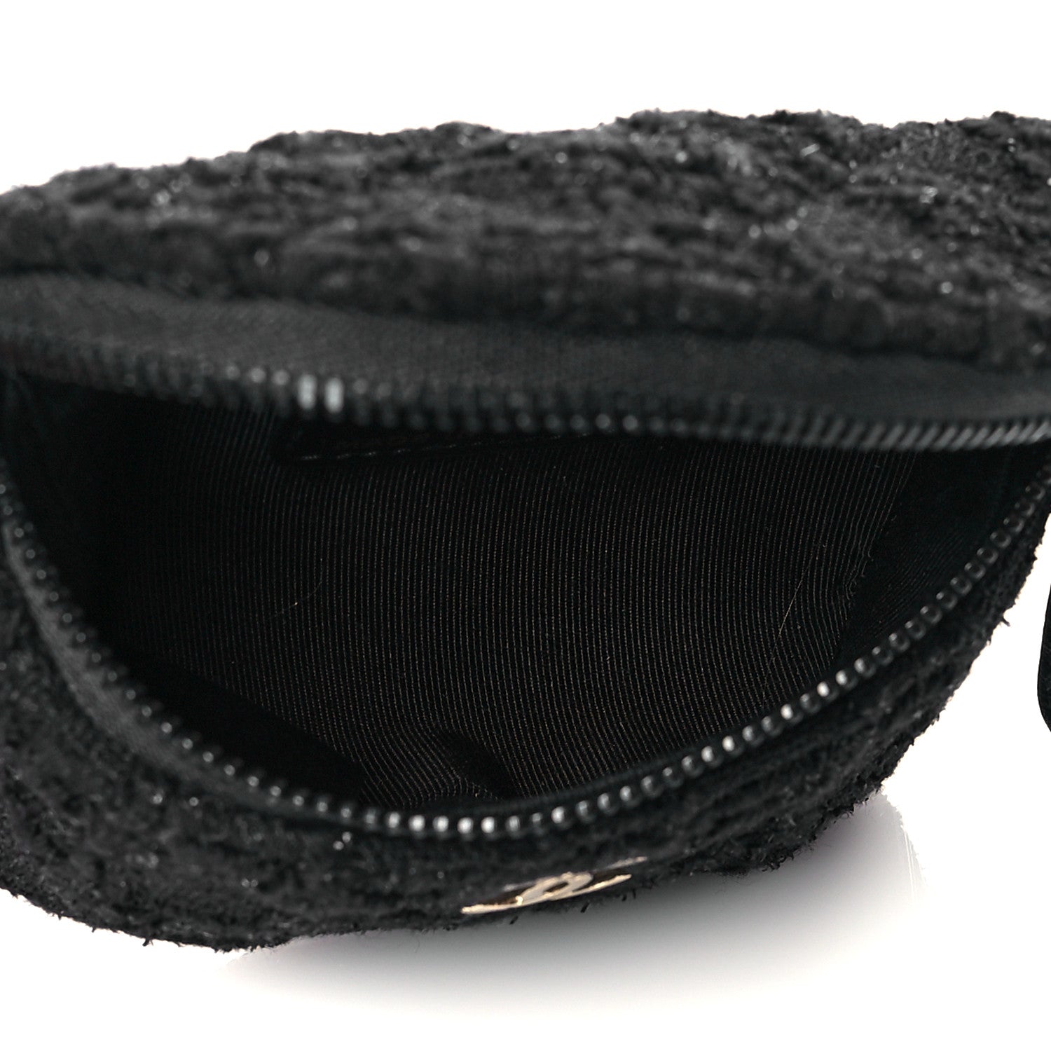 Chanel Tweed Lambskin Quilted Arm Coin Purse Black 5 of 11