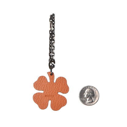 Hermes Chevre Mysore Lucky Clover Key Chain Bag Charm Vert Anis Orange 2 of 5