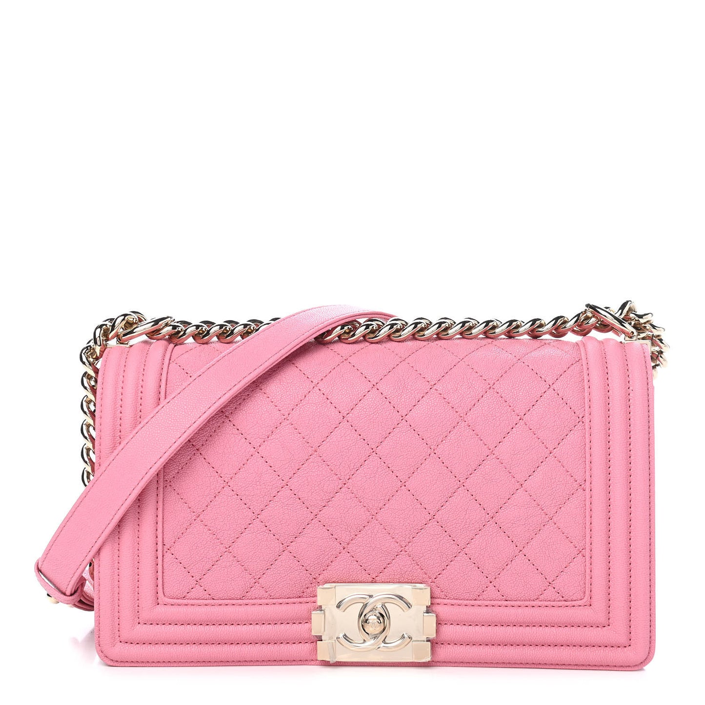 Caviar Quilted Medium Boy Flap Light Pink