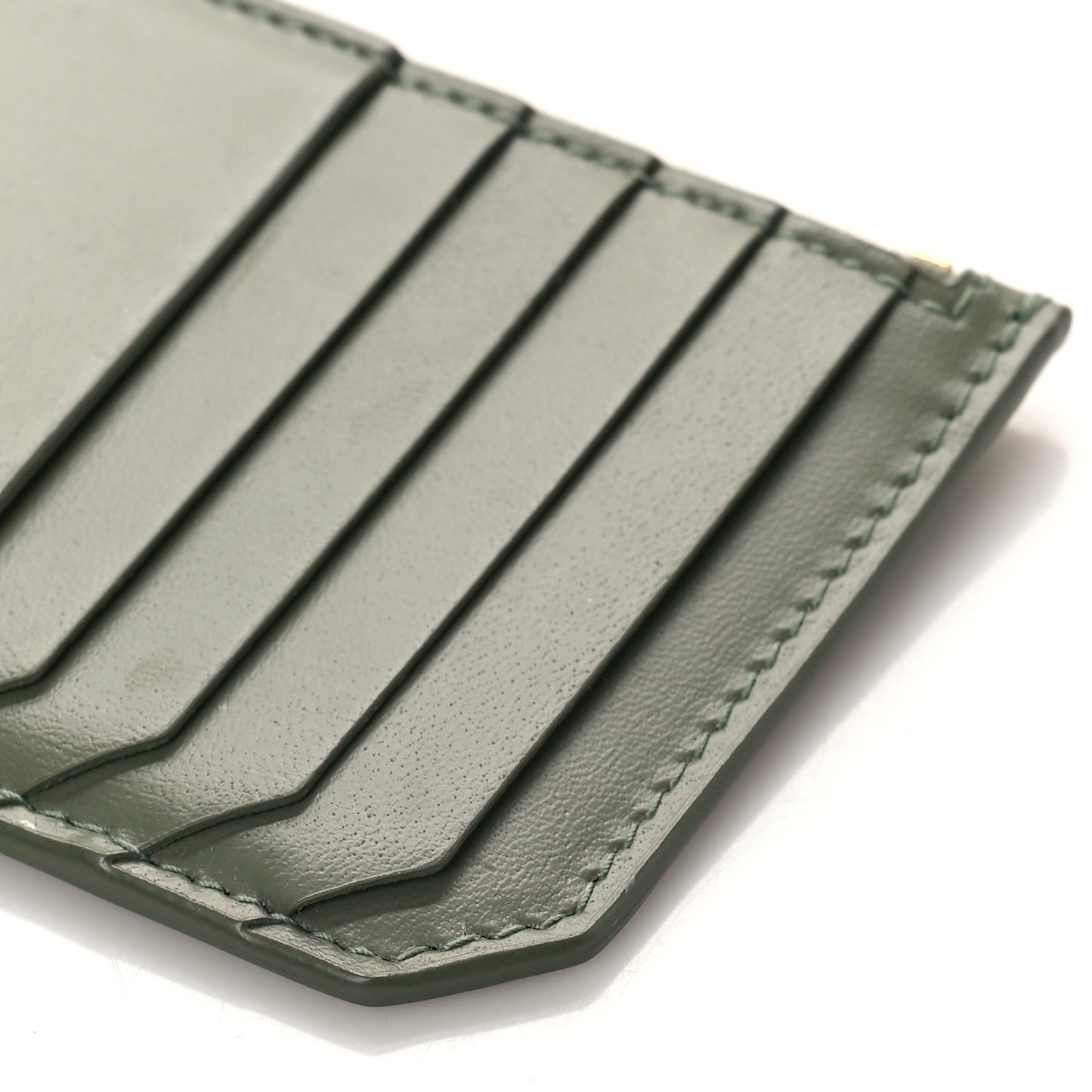 Calfskin 5 Fragments Zip Pouch Card Holder Light Sage