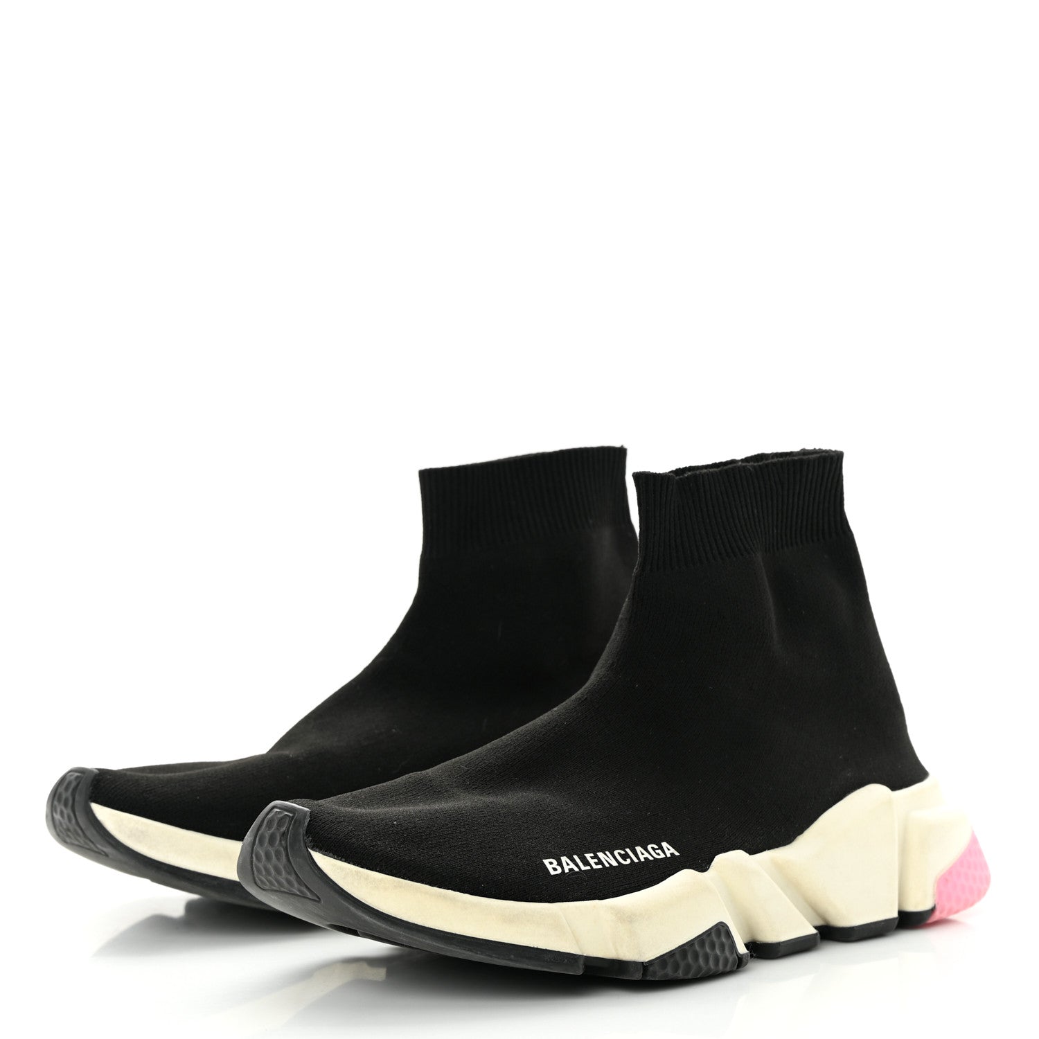 Balenciaga Neoprene Knit Multicolor Sole Womens Speed Sneakers 39 Black Pink 3 of 9
